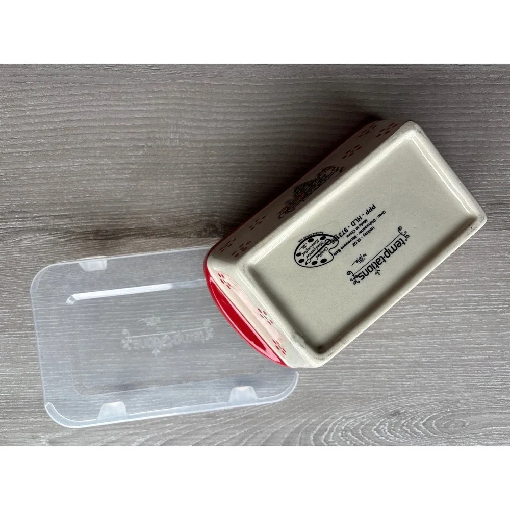 Temp-tations by Tara Holiday 12 oz Ceramic Mini Loaf Pan with Lid Christmas Tree